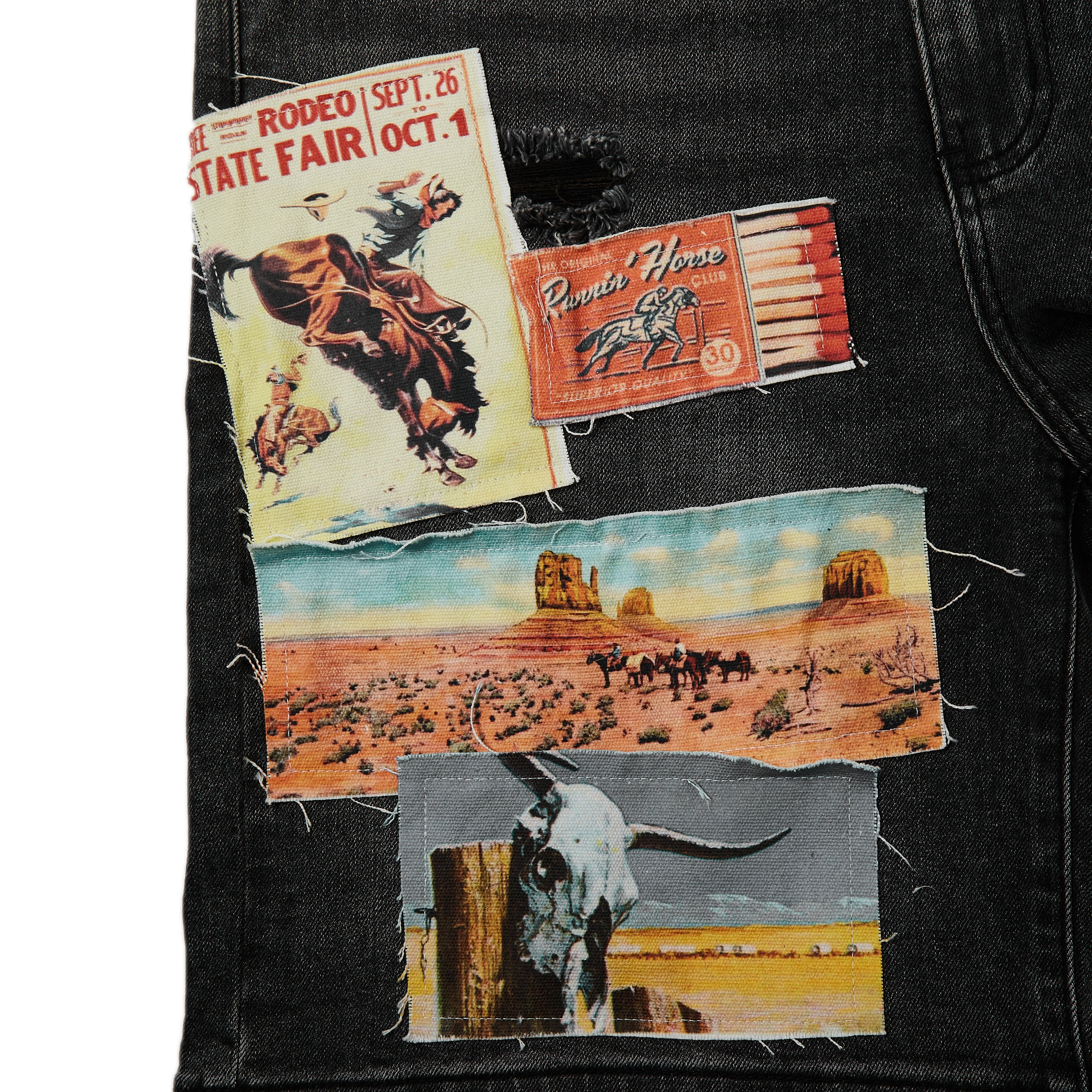 Postcard Jorts (Black Wash)